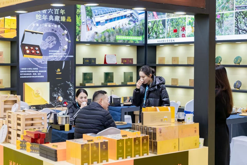Gian hàng Jin Yuan tại Hội chợ Trà Quốc Tế Chiết Giang, trưng bày trà Phổ Nhĩ Băng Đảo cao cấp